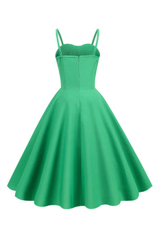 Grünes Spaghettiträger Kleid aus den 1950er Jahren
