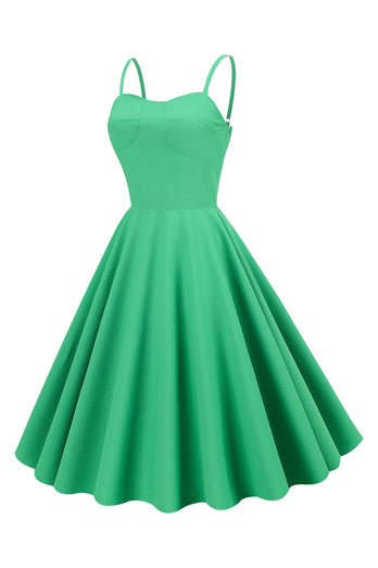 Grünes Spaghettiträger Kleid aus den 1950er Jahren