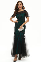 Laden Sie das Bild in den Galerie-Viewer, Laub Pailletten Mutterkleid mit kurzen Ärmeln