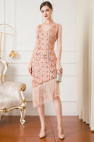 Laden Sie das Bild in den Galerie-Viewer, Schwarzes Paillettenkleid aus den 1920er Jahren mit Fransen