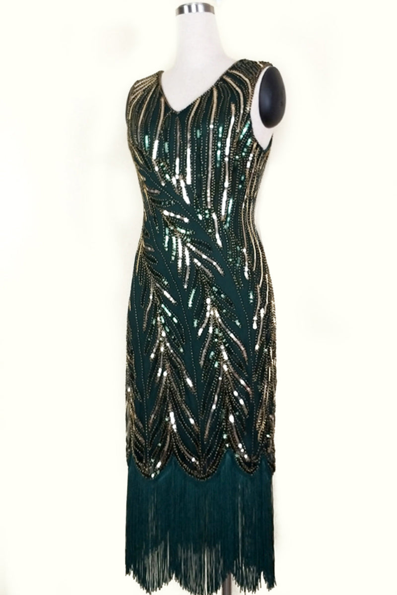Laden Sie das Bild in den Galerie-Viewer, Pailletten tolles Gatsby Kleid mit Fransen