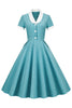 Laden Sie das Bild in den Galerie-Viewer, A-Linie V Ausschnitt Blush Vintage Kleid mit Knopf