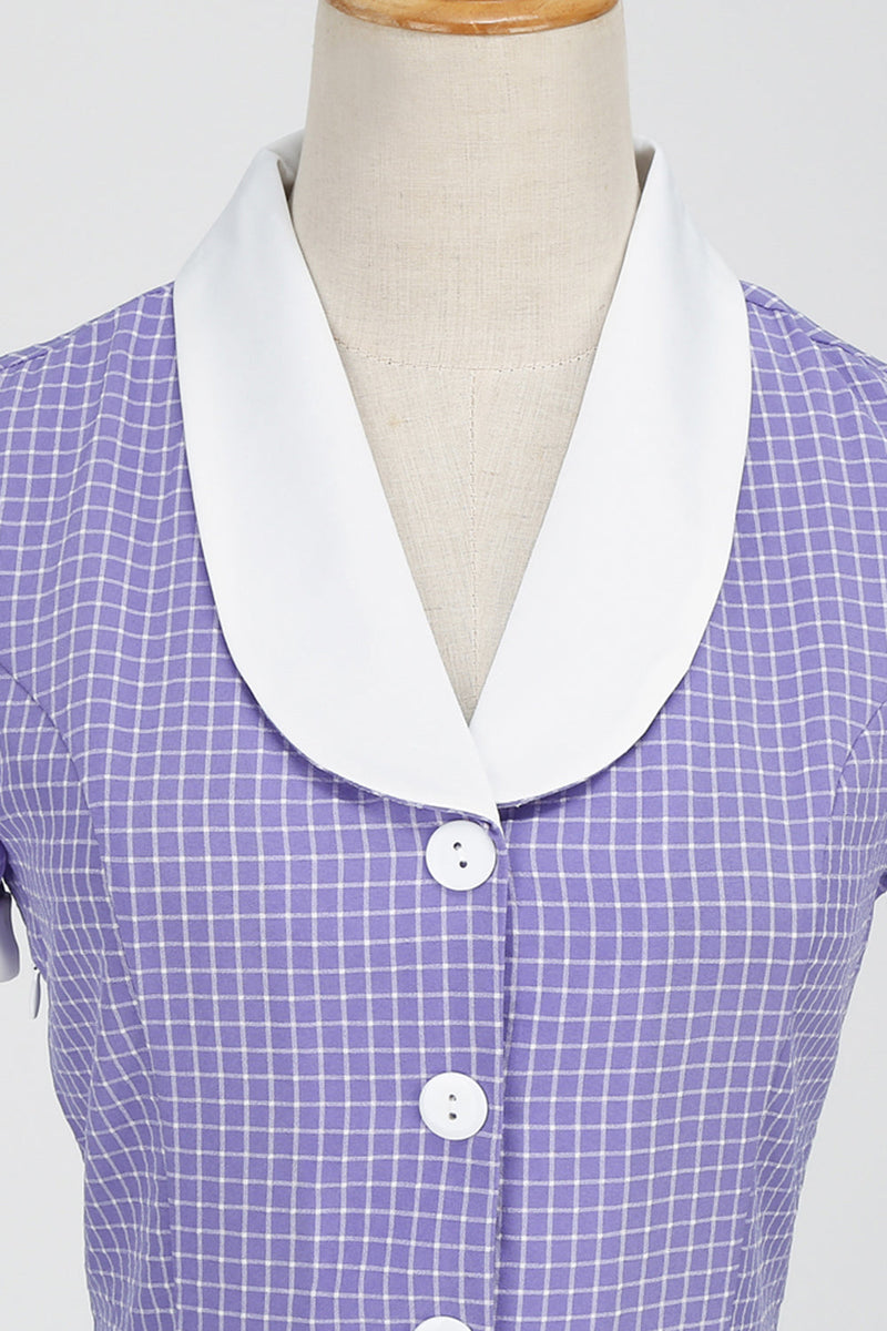 Laden Sie das Bild in den Galerie-Viewer, A-Linie V Ausschnitt Blush Vintage Kleid mit Knopf