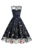 Laden Sie das Bild in den Galerie-Viewer, Leichte Khaki Stickerei Vintage 1950er Jahre Kleid