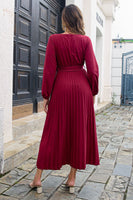 Laden Sie das Bild in den Galerie-Viewer, Blaues Freizeitkleid mit V-Ausschnitt und Schärpe