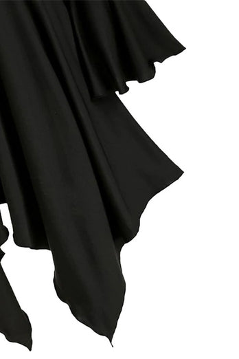 Schwarzes Langarm Schnürung Halloween Kleid