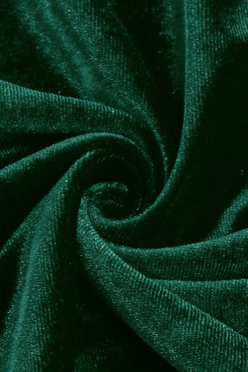 A-Linie Schulterfreies dunkelgrünes Samtkleid