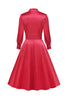 Laden Sie das Bild in den Galerie-Viewer, Retro Style V Ausschnitt Vintage Kleid mit langen Ärmeln