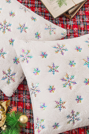 Weihnachtsgeschenk Weißes Schneeflocken-Plüsch Kissenbezug