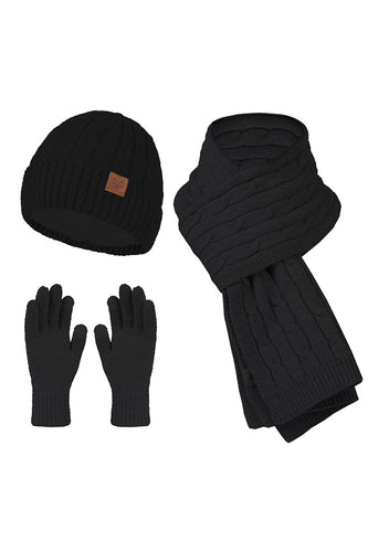 3-teilige Strickmütze Schal Handschuhe für Herren
