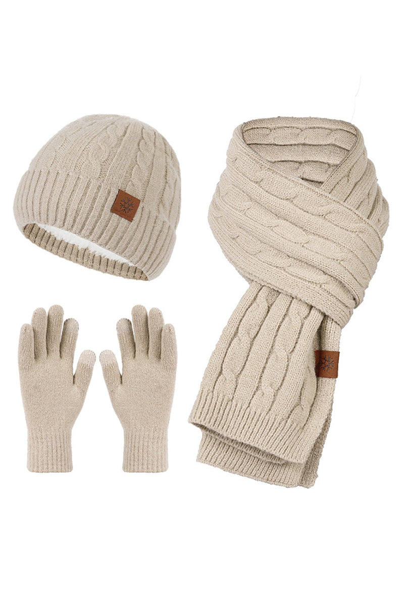 Laden Sie das Bild in den Galerie-Viewer, 3-teilige Strickmütze Schal Handschuhe für Herren