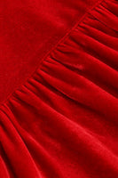 Laden Sie das Bild in den Galerie-Viewer, Rotes Samt Midi A-linie Vintage Kleid