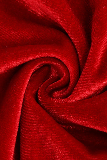 Rotes Samt Midi A-linie Vintage Kleid
