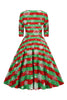 Laden Sie das Bild in den Galerie-Viewer, Grünes Weihnachten V-Ausschnitt Vintage Kleid