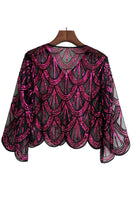 Laden Sie das Bild in den Galerie-Viewer, Pailletten schwarz fuchsia 1920er Jahre Cape