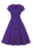 Laden Sie das Bild in den Galerie-Viewer, Jewel Blaues 1950er Jahre Kleid mit Schlüsselloch