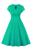 Laden Sie das Bild in den Galerie-Viewer, Jewel Blaues 1950er Jahre Kleid mit Schlüsselloch