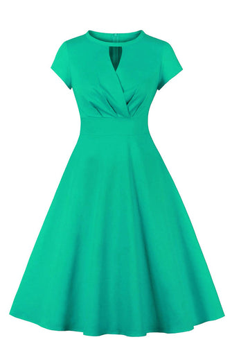 Jewel Blaues 1950er Jahre Kleid mit Schlüsselloch