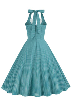 Retro Stil Neckholder Grün 1950er Jahre Kleid mit Knopf