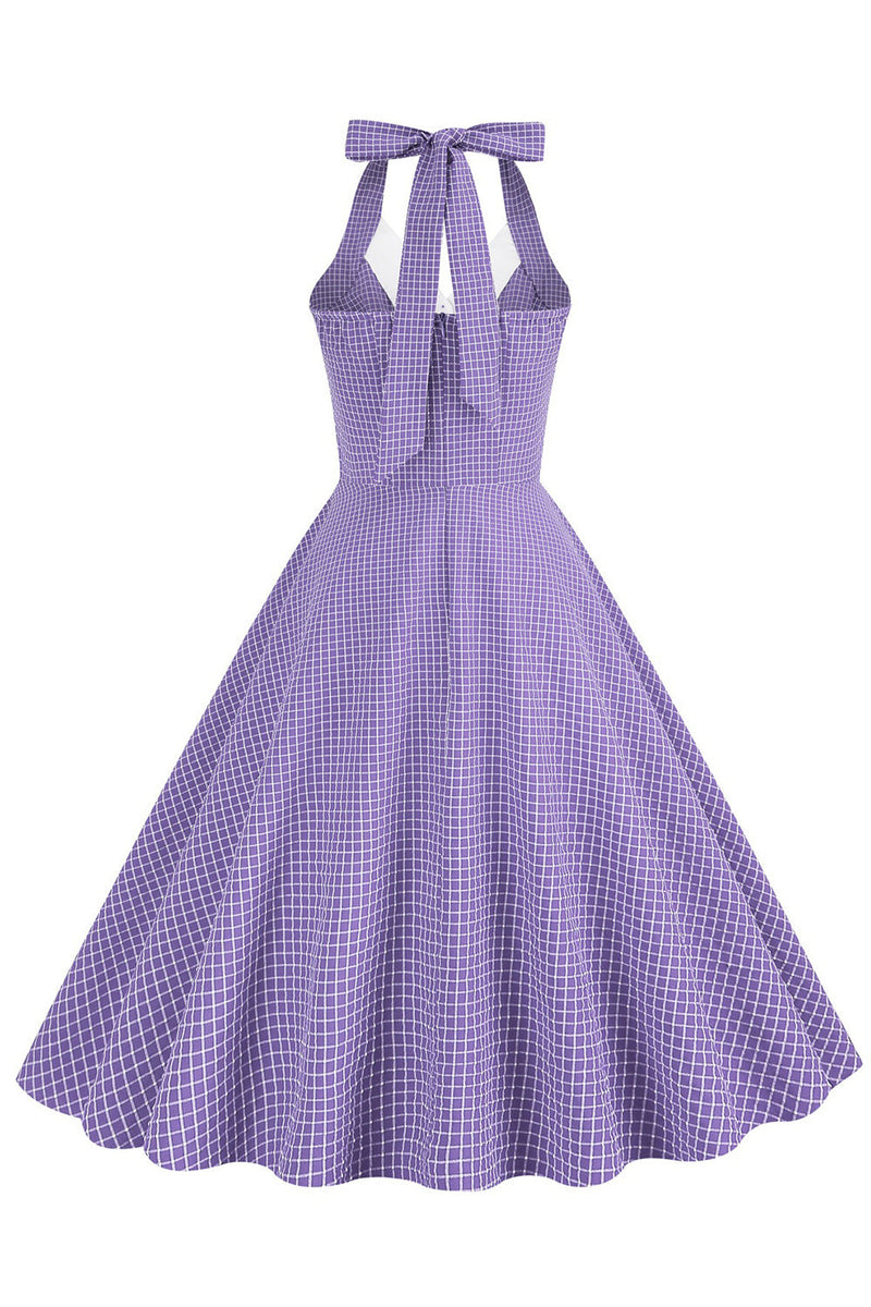 Laden Sie das Bild in den Galerie-Viewer, Retro Stil Neckholder Grün 1950er Jahre Kleid mit Knopf