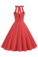 Laden Sie das Bild in den Galerie-Viewer, Retro-Stil Neckholder Gelb Rockabilly Kleid mit Knopf