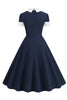 Laden Sie das Bild in den Galerie-Viewer, Jewel Marine1950er Jahre Kleid mit Bowknot