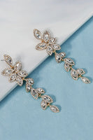 Laden Sie das Bild in den Galerie-Viewer, Vintage Einfache Strass Blattgold Ohrringe