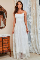 Laden Sie das Bild in den Galerie-Viewer, Weißes Spaghettiträger A Linie Ballkleid