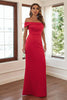 Laden Sie das Bild in den Galerie-Viewer, Schulterfreies rote Scheide langes formelles Kleid