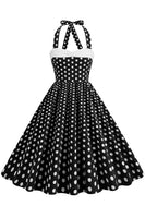 Laden Sie das Bild in den Galerie-Viewer, Rotes Neckholder Polka-Dots Rockabilly Kleid