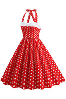 Laden Sie das Bild in den Galerie-Viewer, Rotes Neckholder Polka-Dots Rockabilly Kleid