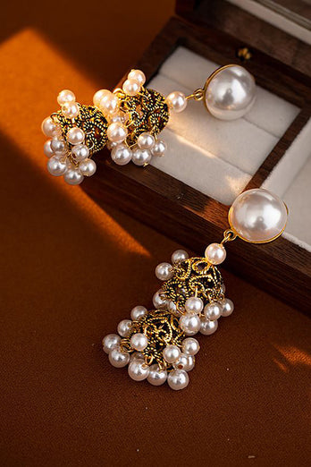 Vintage Goldene Perle Quastenohrringe im französischen Hofstil
