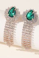 Laden Sie das Bild in den Galerie-Viewer, Funkelnde Strasssteine Wassertropfen Quasten Ohrringe