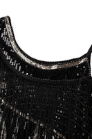 Laden Sie das Bild in den Galerie-Viewer, Schwarzes Eine Schulter Kleid aus den 1920er Jahren mit Fransen