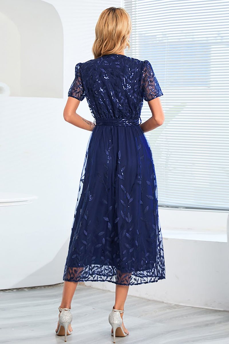 Laden Sie das Bild in den Galerie-Viewer, A-Linie Blush Casual Kleid mit kurzen Ärmeln