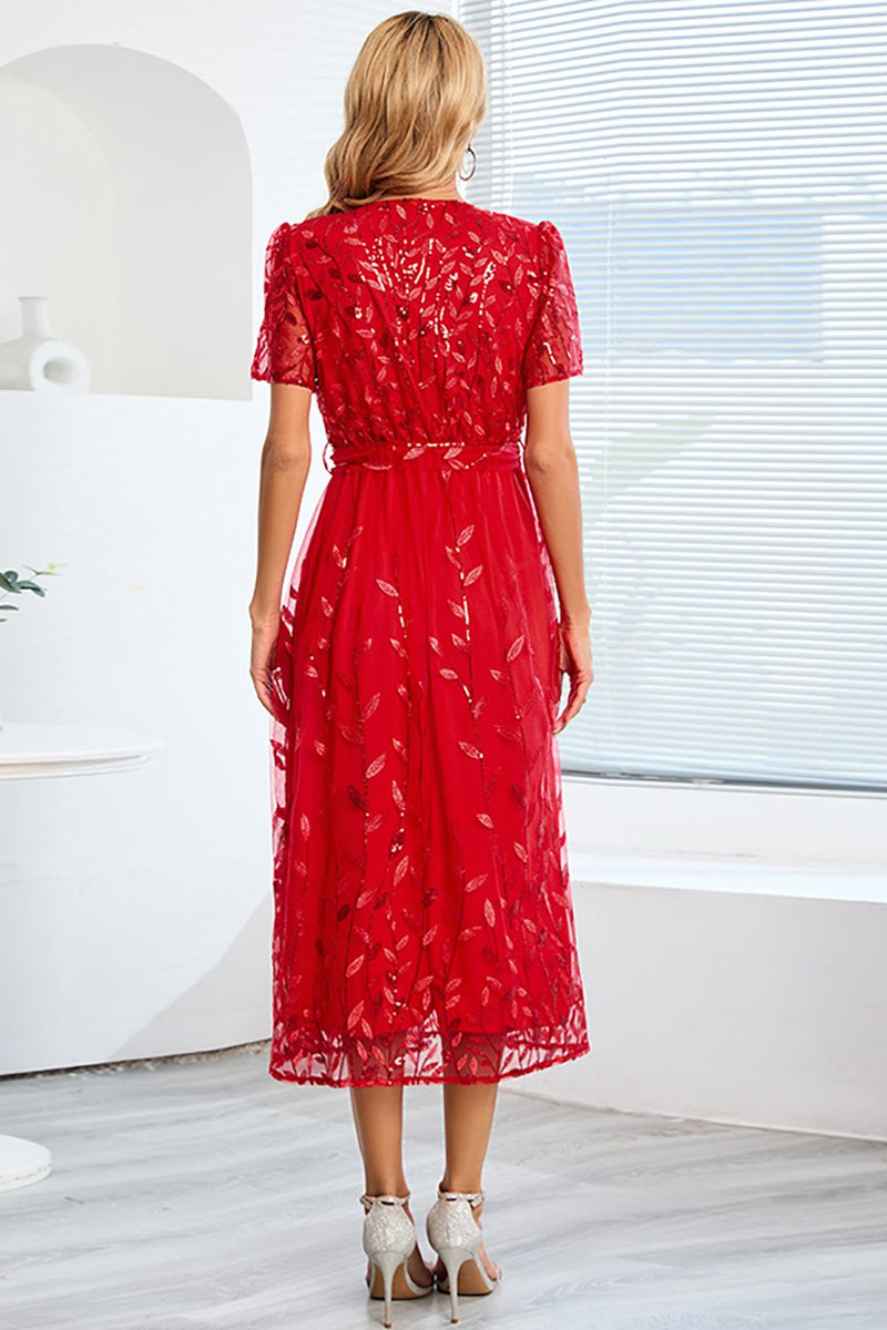 Laden Sie das Bild in den Galerie-Viewer, A-Linie Blush Casual Kleid mit kurzen Ärmeln