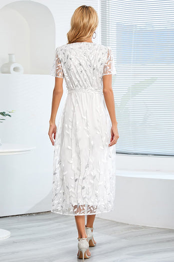 A-Linie Blush Casual Kleid mit kurzen Ärmeln