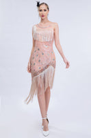Laden Sie das Bild in den Galerie-Viewer, Schwarzes Roaring 20er Gatsby Fransen Flapper Kleid mit Perlen