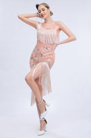 Laden Sie das Bild in den Galerie-Viewer, Schwarzes Roaring 20er Gatsby Fransen Flapper Kleid mit Perlen