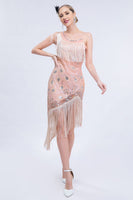 Laden Sie das Bild in den Galerie-Viewer, Schwarzes Roaring 20er Gatsby Fransen Flapper Kleid mit Perlen