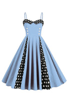Laden Sie das Bild in den Galerie-Viewer, Polka Dots Schwarz ärmelloses Swing 1950er Jahre Kleid
