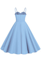 Laden Sie das Bild in den Galerie-Viewer, Polka Dots Schwarz ärmelloses Swing 1950er Jahre Kleid