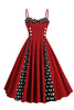 Laden Sie das Bild in den Galerie-Viewer, Polka Dots Schwarz ärmelloses Swing 1950er Jahre Kleid