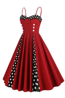 Laden Sie das Bild in den Galerie-Viewer, Polka Dots Schwarz ärmelloses Swing 1950er Jahre Kleid
