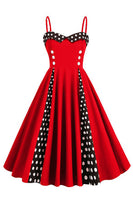 Laden Sie das Bild in den Galerie-Viewer, Polka Dots Schwarz ärmelloses Swing 1950er Jahre Kleid