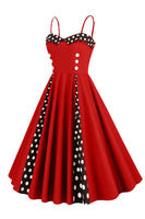 Laden Sie das Bild in den Galerie-Viewer, Polka Dots Schwarz ärmelloses Swing 1950er Jahre Kleid
