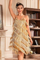 Laden Sie das Bild in den Galerie-Viewer, Königsblaues Spaghettiträger Kleid mit Fransen 20er Great Gatsby Kleid