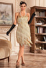 Laden Sie das Bild in den Galerie-Viewer, Königsblaues Spaghettiträger Kleid mit Fransen 20er Great Gatsby Kleid