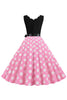 Laden Sie das Bild in den Galerie-Viewer, Rosa Polka Dots ärmelloses Vintage Kleid aus den 1950er Jahren