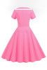 Laden Sie das Bild in den Galerie-Viewer, Rosa Polka Dots V-Ausschnitt Kurzärmeliges Kleid aus den 1950er Jahren